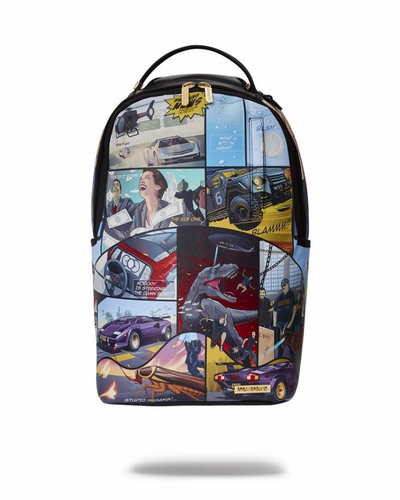 Multicolor Men\'s Sprayground Everyday\'s A Movie Backpacks | LYMV94317