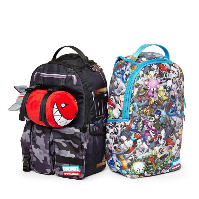 Multicolor Men's Sprayground Fortnite Back Up Plan Backpacks | GUFB03796