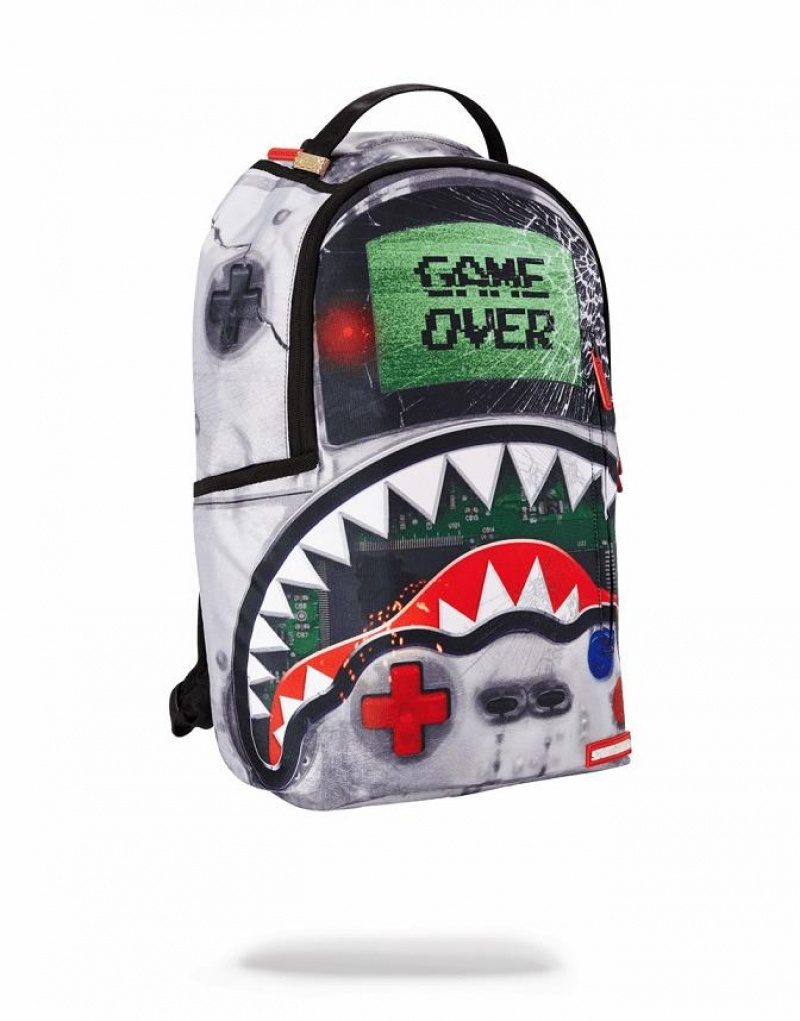 Multicolor Men's Sprayground Game Over Shark Backpacks | RFEG49083