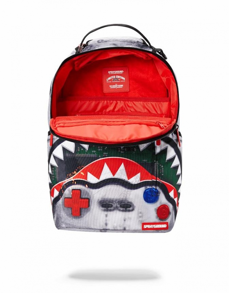 Multicolor Men's Sprayground Game Over Shark Backpacks | RFEG49083