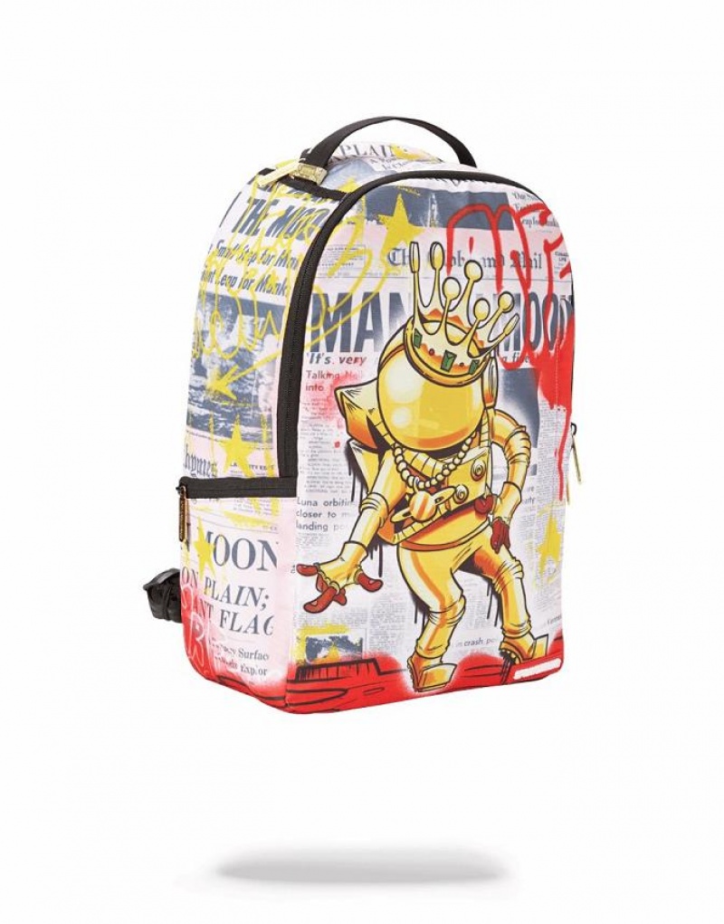 Multicolor Men's Sprayground Gold Astronaut Backpacks | QXKG67801