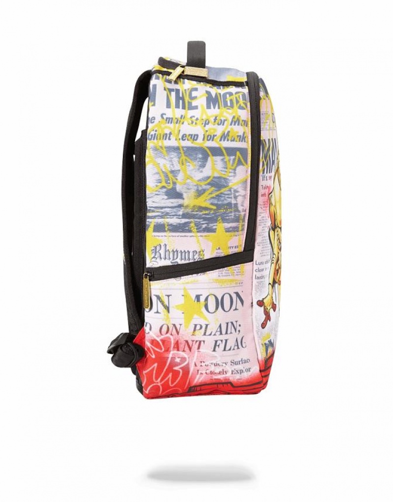 Multicolor Men's Sprayground Gold Astronaut Backpacks | QXKG67801