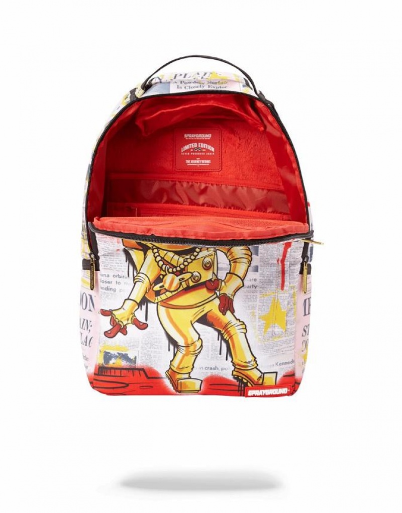 Multicolor Men's Sprayground Gold Astronaut Backpacks | QXKG67801