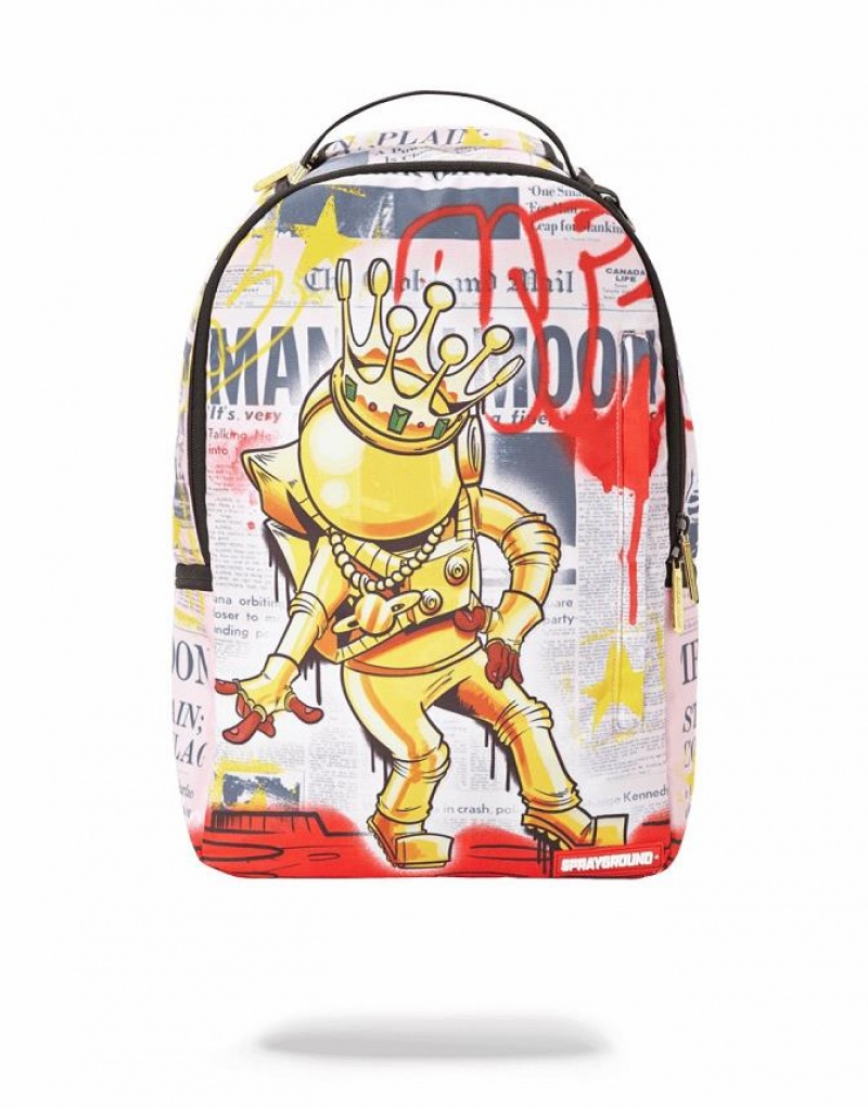 Multicolor Men\'s Sprayground Gold Astronaut Backpacks | QXKG67801