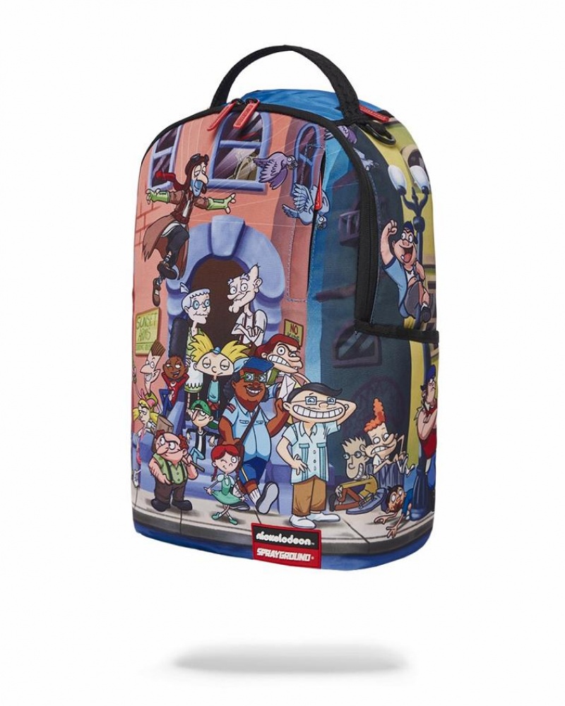 Multicolor Men's Sprayground Hey Arnold Anniversary Backpacks | EUKS69107