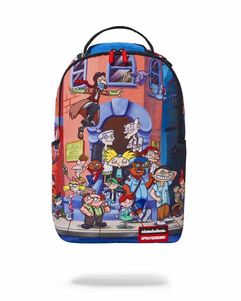 Multicolor Men\'s Sprayground Hey Arnold Anniversary Backpacks | EUKS69107