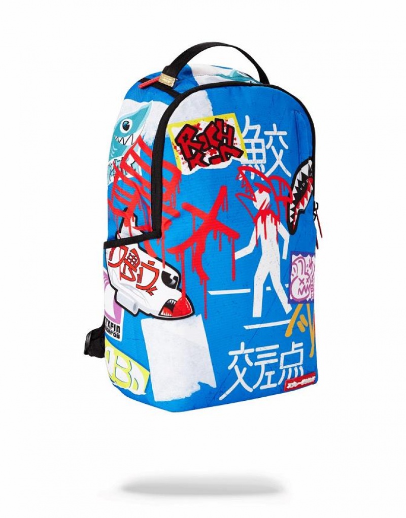 Multicolor Men's Sprayground Japanese Street Sign Backpacks | NUCS56897