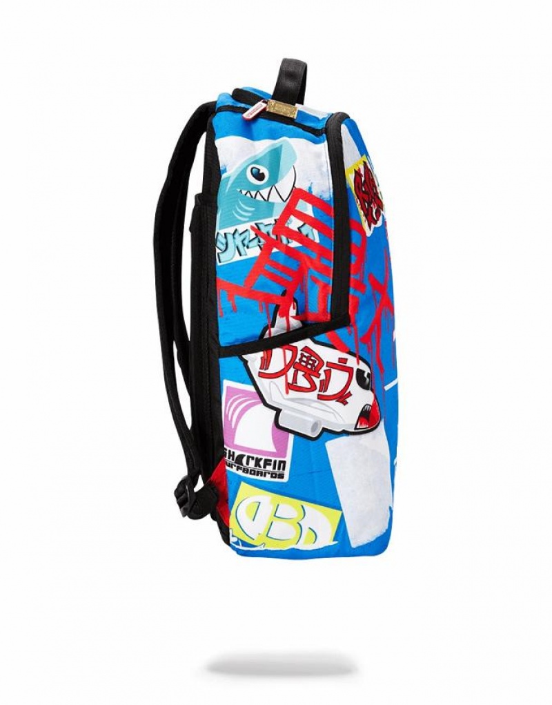 Multicolor Men's Sprayground Japanese Street Sign Backpacks | NUCS56897