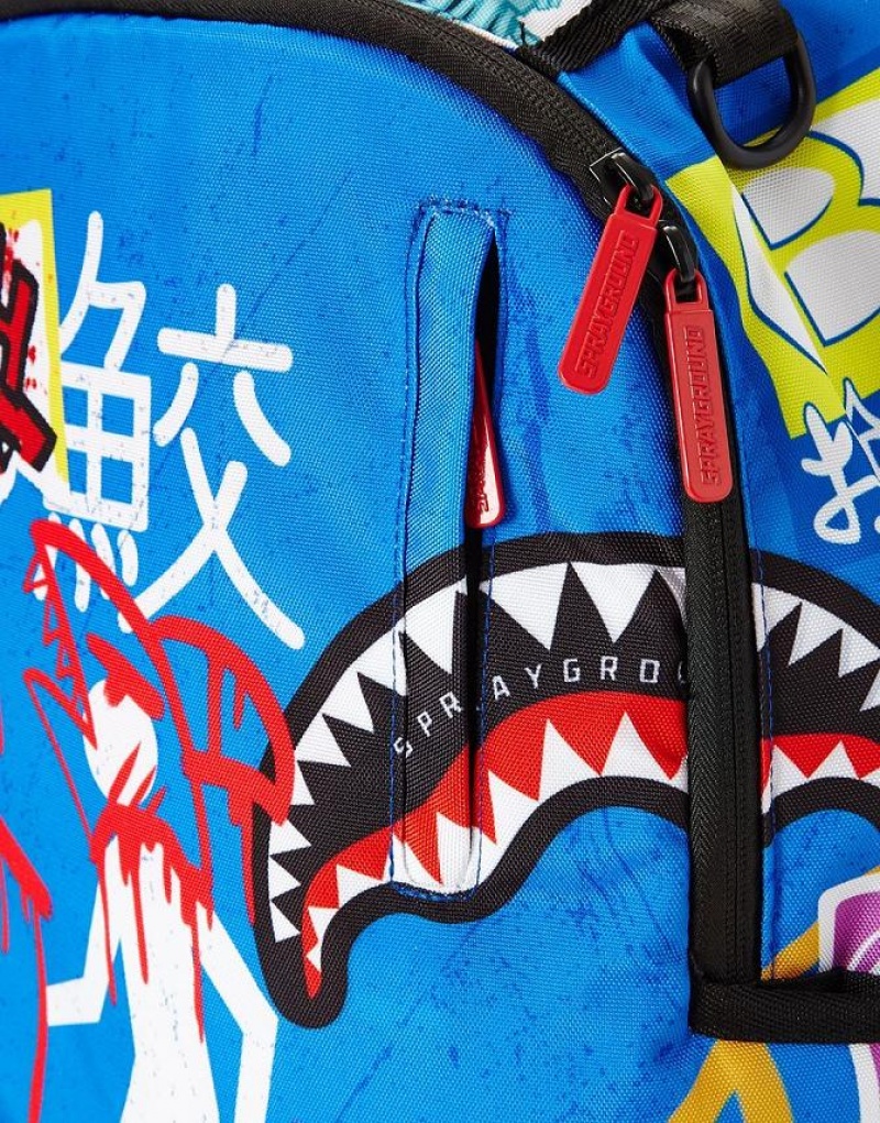 Multicolor Men's Sprayground Japanese Street Sign Backpacks | NUCS56897