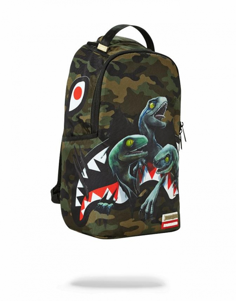 Multicolor Men's Sprayground Jurassic World Shark Backpacks | JGUA27546