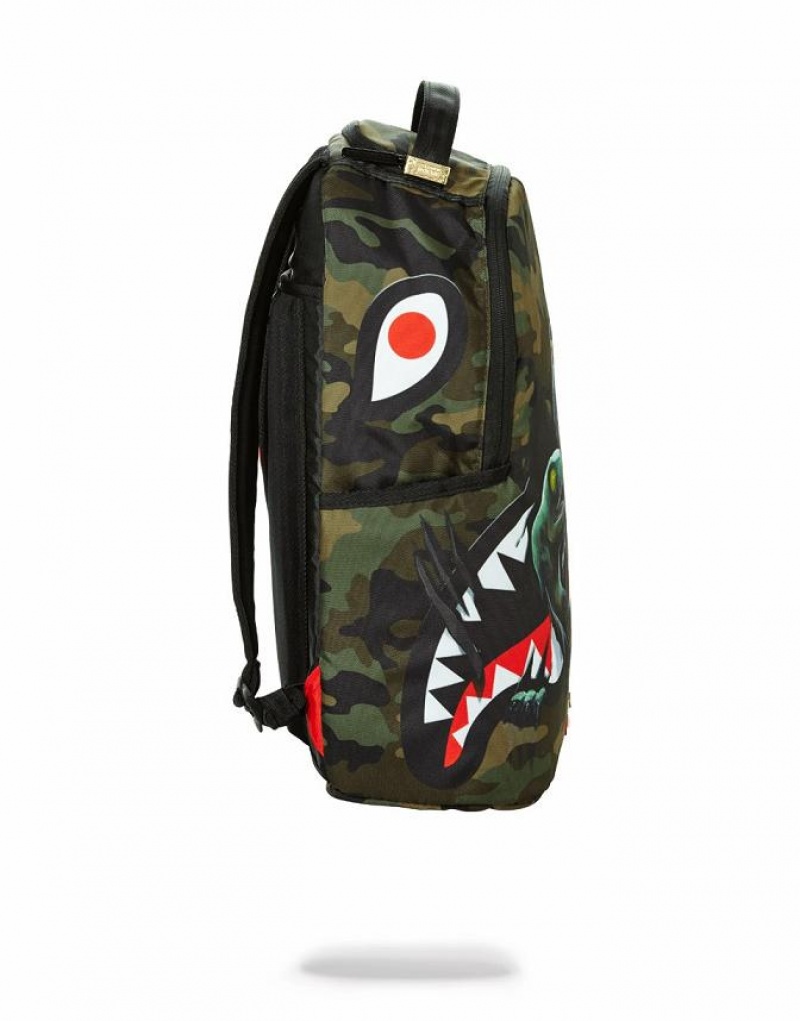 Multicolor Men's Sprayground Jurassic World Shark Backpacks | JGUA27546