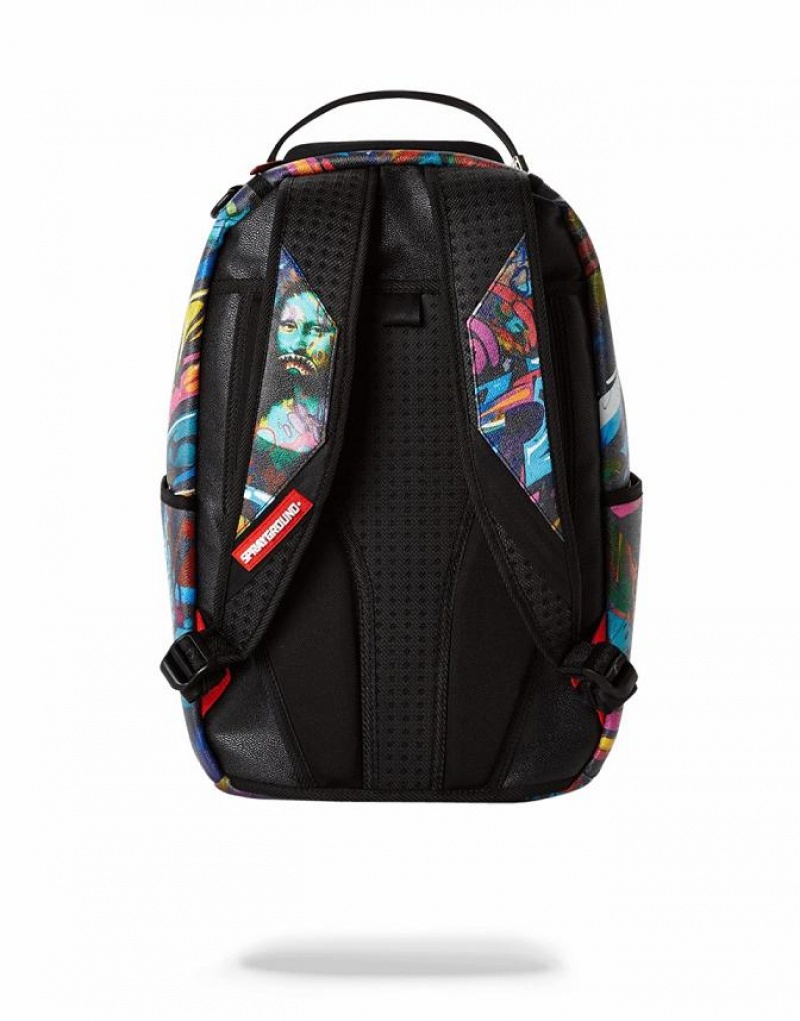 Multicolor Men's Sprayground Leonardo Shark Vinci Backpacks | CHRQ75021