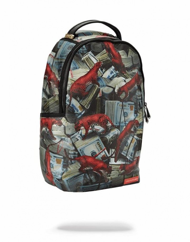 Multicolor Men's Sprayground Leopard Money Backpacks | LPFD89502