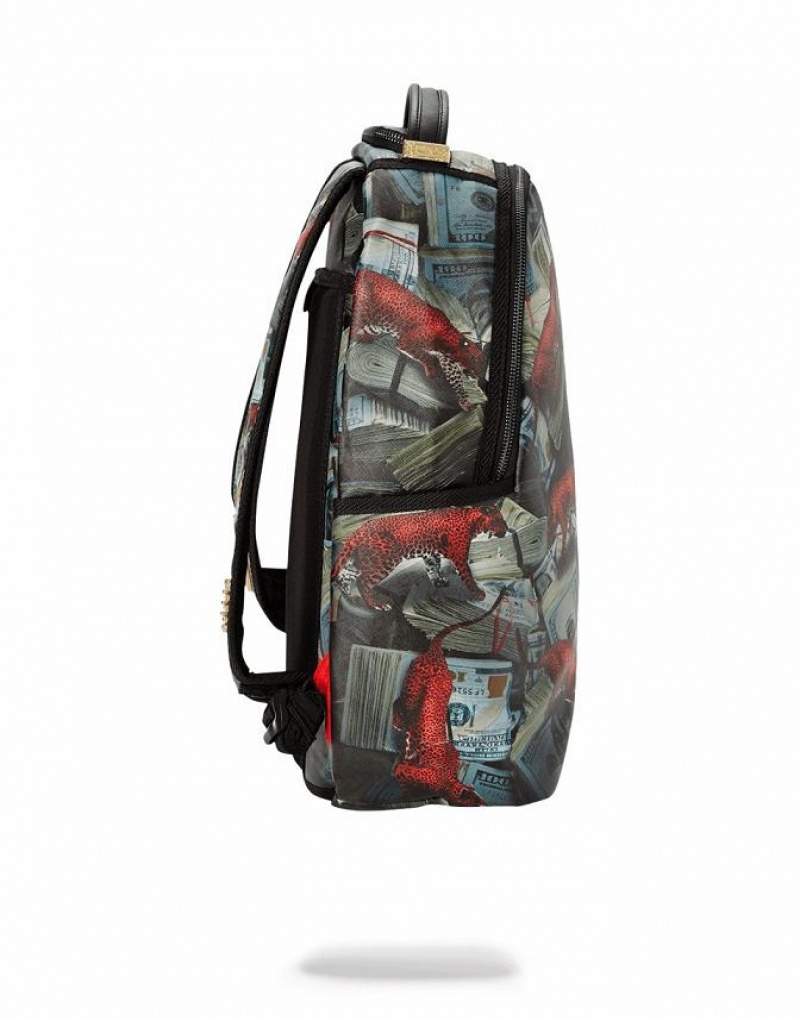 Multicolor Men's Sprayground Leopard Money Backpacks | LPFD89502