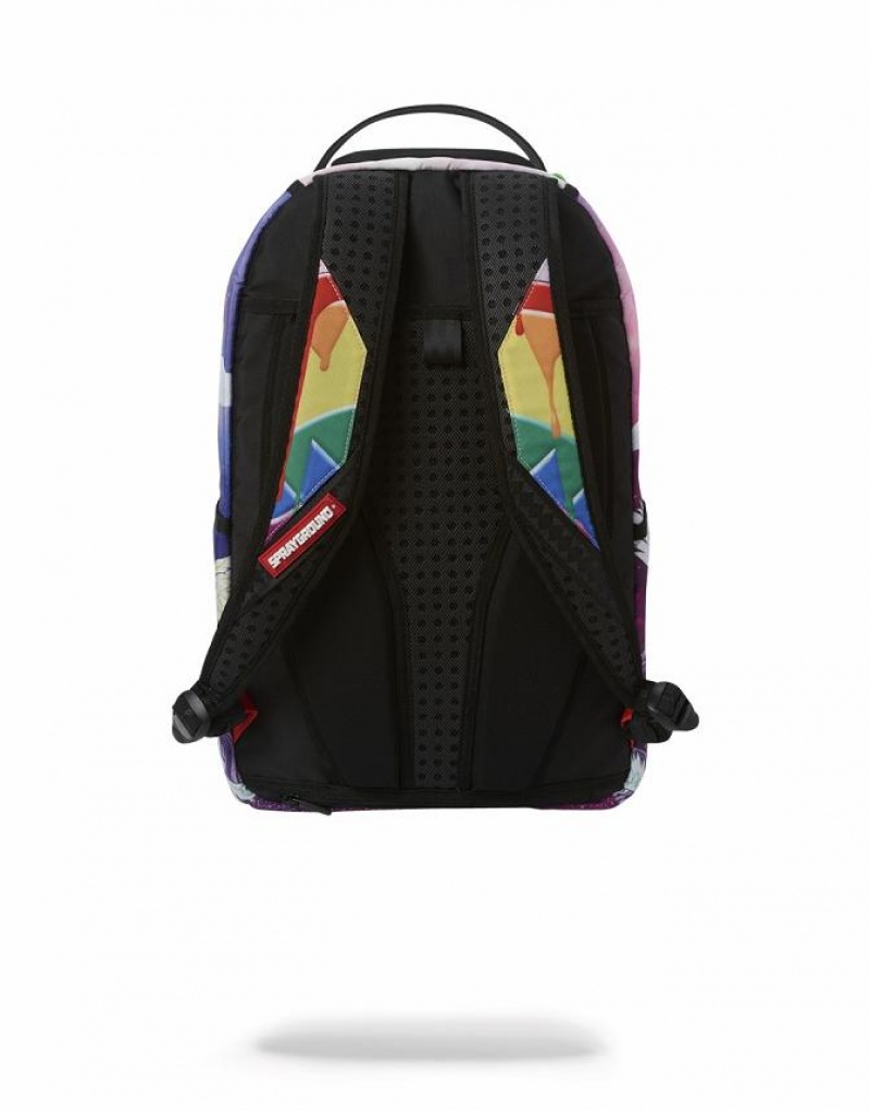 Multicolor Men's Sprayground Melt The Rainbow Backpacks | YSEK89714