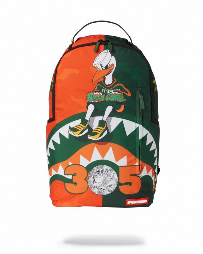 Multicolor Men\'s Sprayground Miami Hurricanes Backpacks | QJDR29618