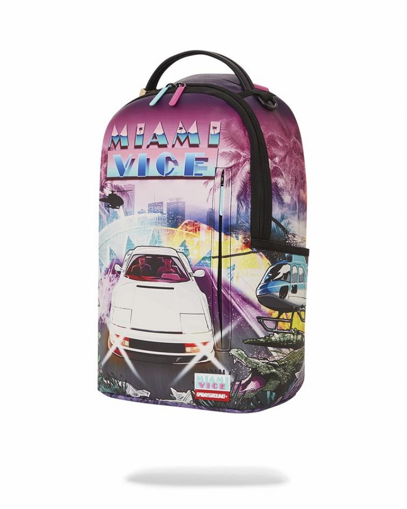 Multicolor Men's Sprayground Miami Vice Backpacks | UYKW20743