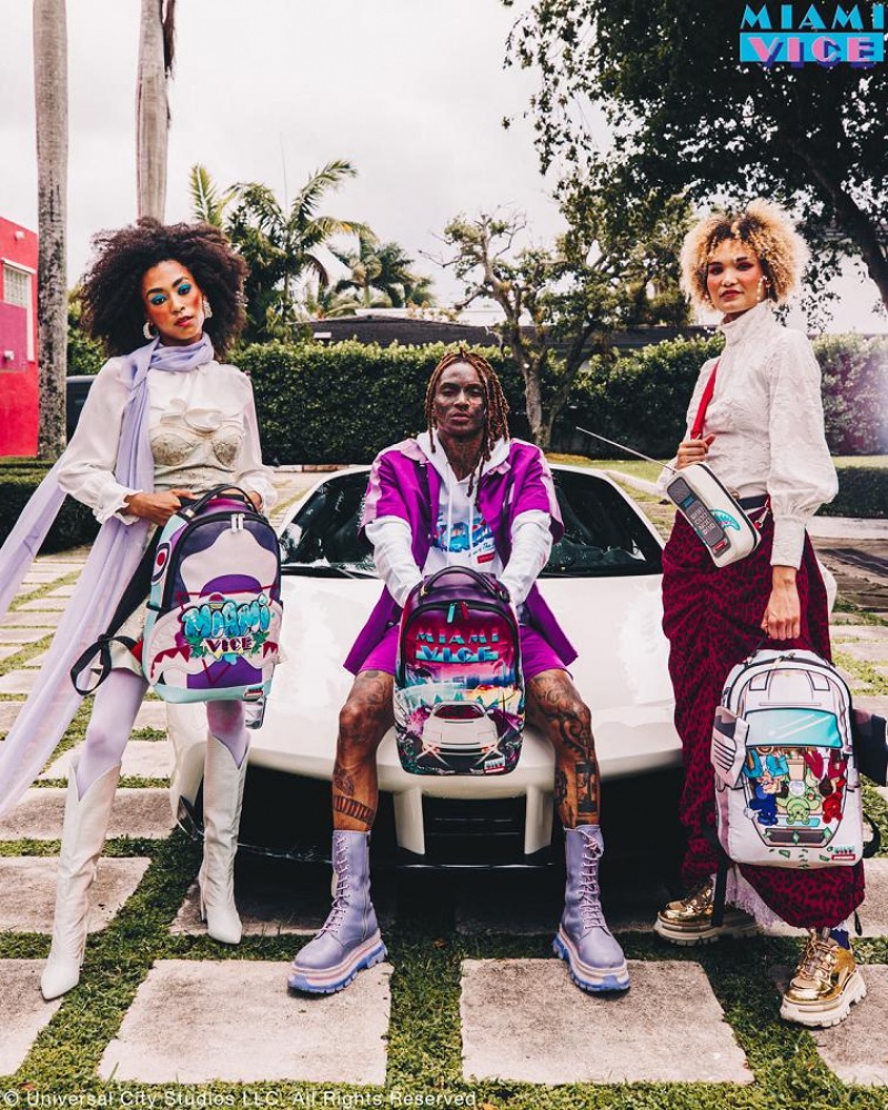 Multicolor Men's Sprayground Miami Vice Backpacks | UYKW20743