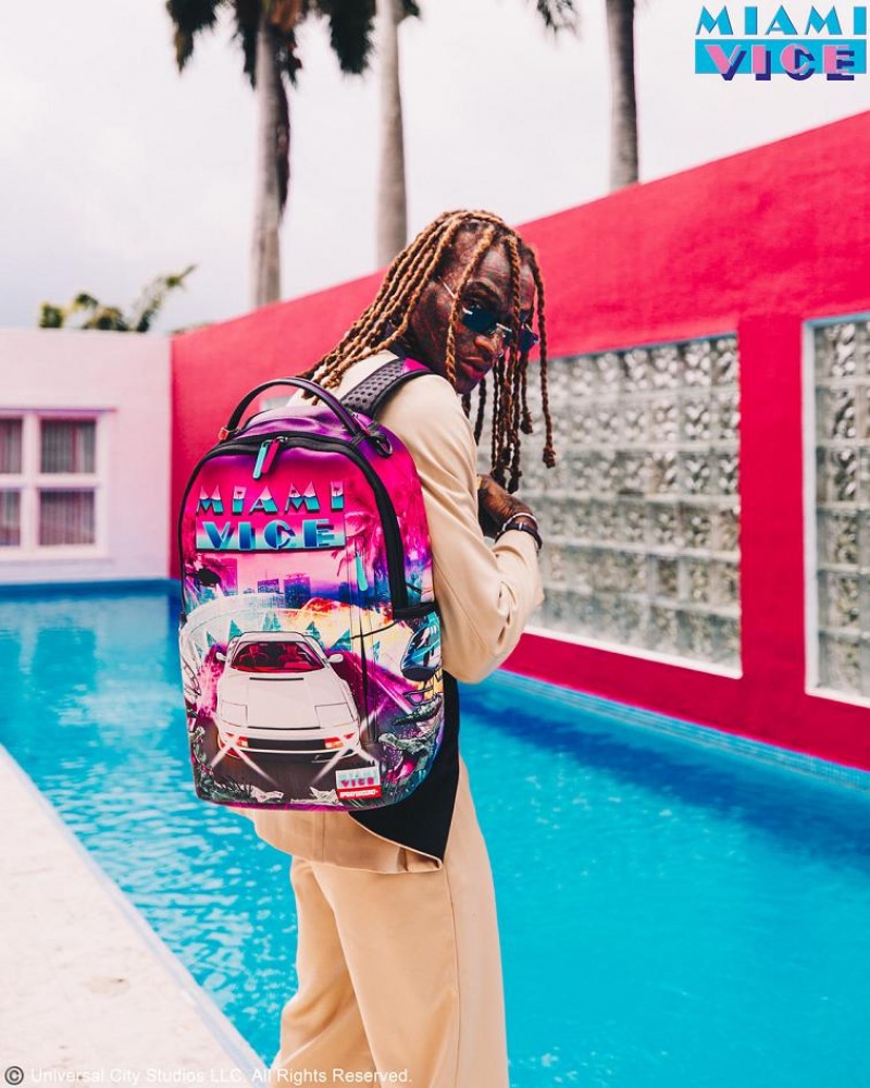 Multicolor Men's Sprayground Miami Vice Backpacks | UYKW20743