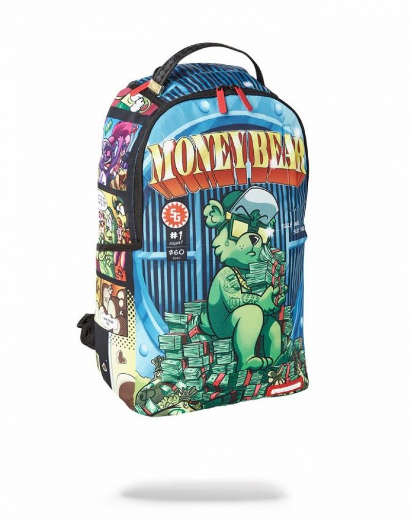 Multicolor Men's Sprayground Money Bear Backpacks | BKFX47631