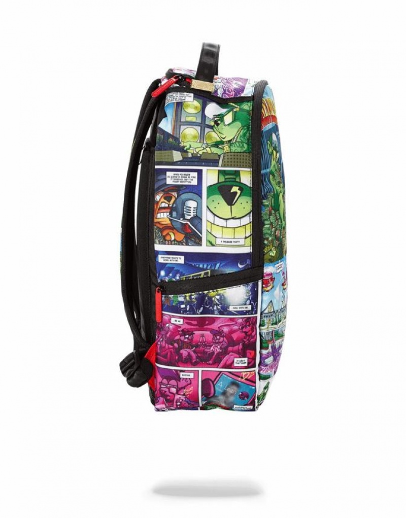 Multicolor Men's Sprayground Money Bear Comic Backpacks | JOQY05914