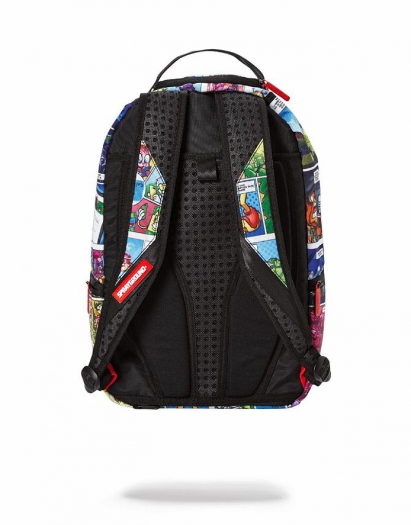 Multicolor Men's Sprayground Money Bear Comic Backpacks | JOQY05914