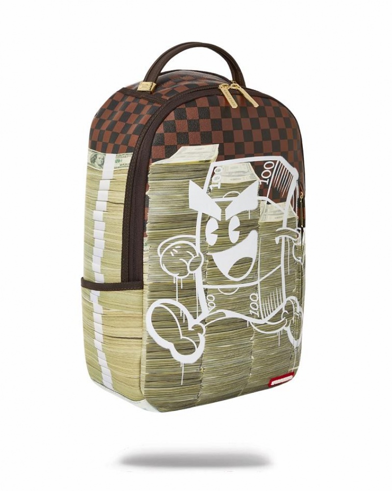 Multicolor Men's Sprayground Money On The Run Backpacks | WYDS78520