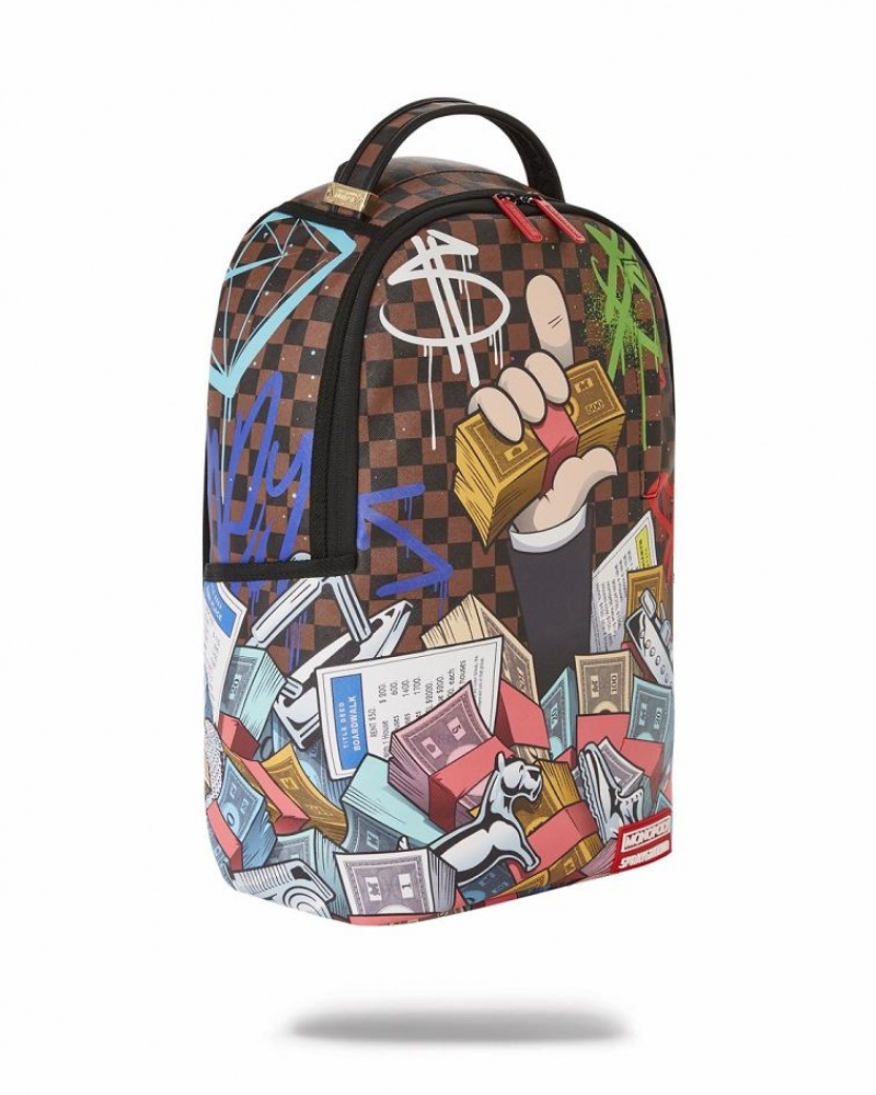 Multicolor Men's Sprayground Monopoly Backpacks | DITG54718