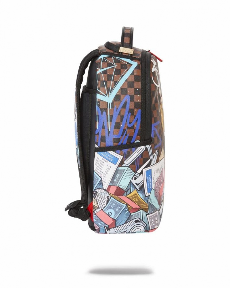 Multicolor Men's Sprayground Monopoly Backpacks | DITG54718