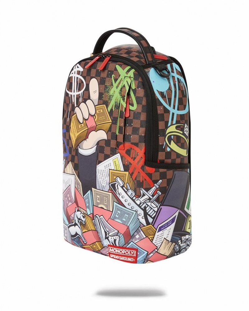 Multicolor Men's Sprayground Monopoly Backpacks | DITG54718