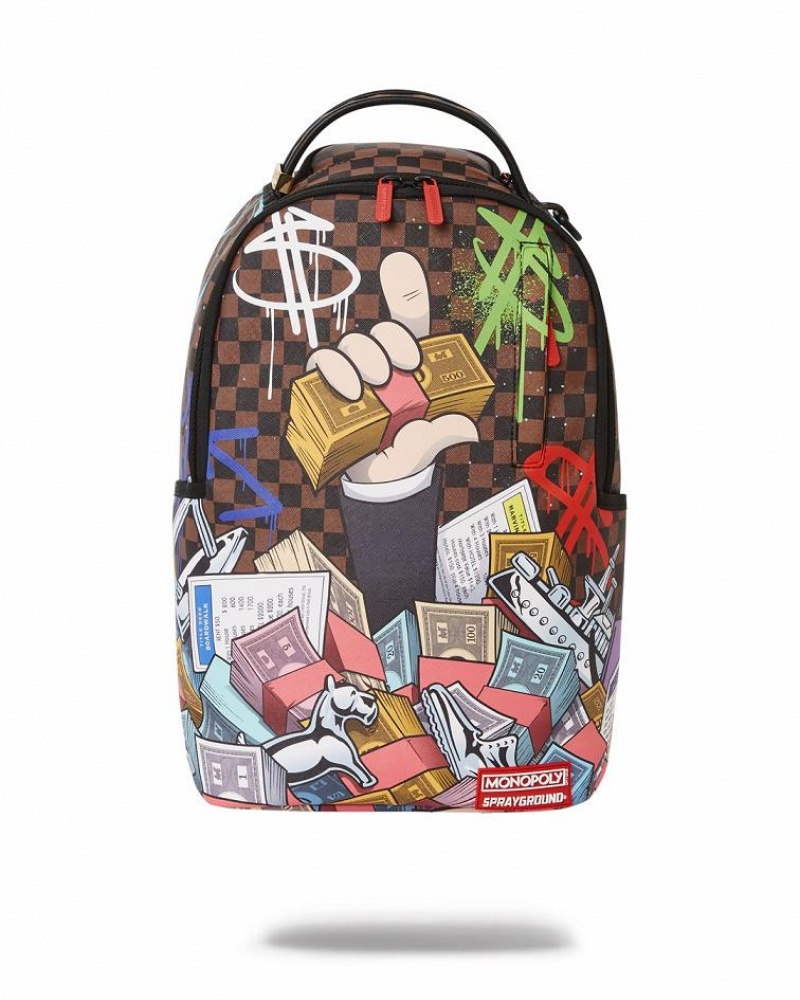 Multicolor Men\'s Sprayground Monopoly Backpacks | DITG54718