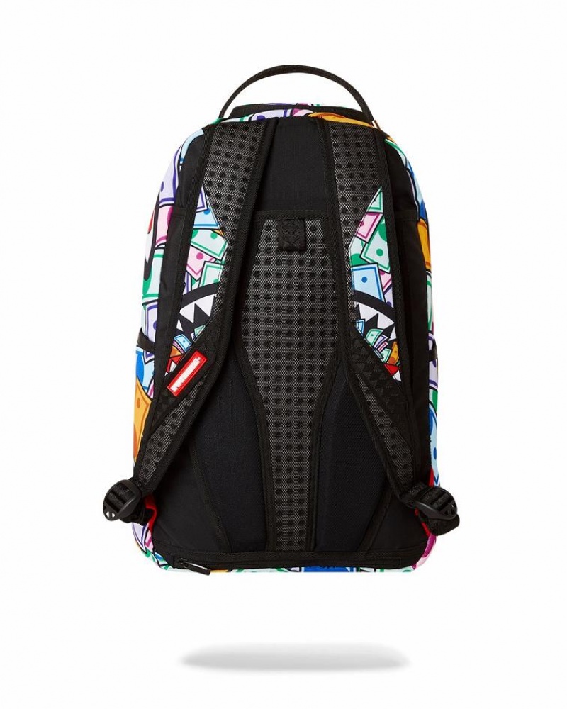 Multicolor Men's Sprayground Monopoly Wall Street Backpacks | QRJU27496