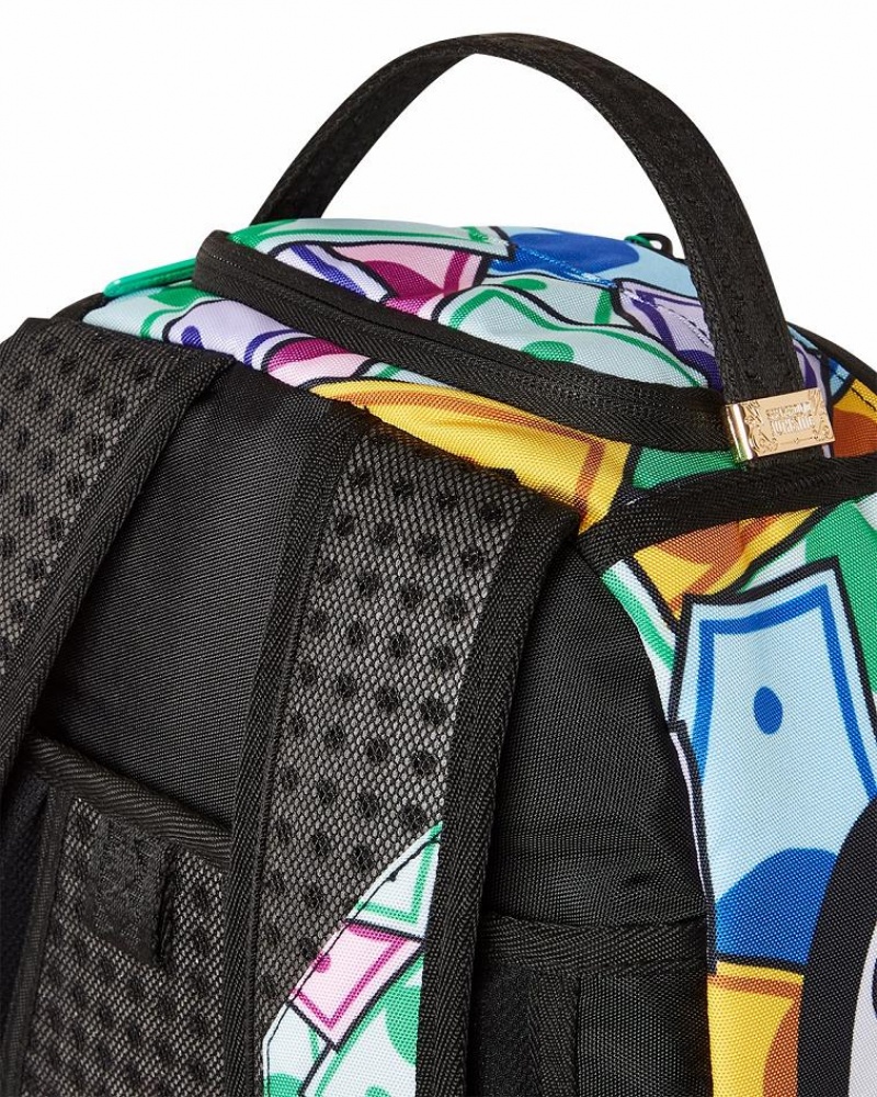 Multicolor Men's Sprayground Monopoly Wall Street Backpacks | QRJU27496