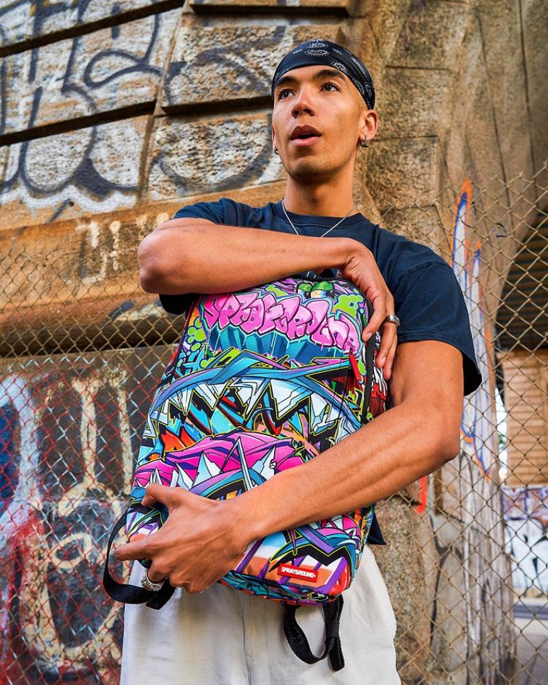 Multicolor Men's Sprayground Next Stop Backpacks | UKSE56407