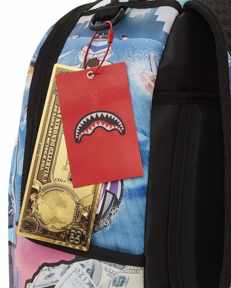 Multicolor Men's Sprayground Nickelodeon Shark Backpacks | XZCQ43128