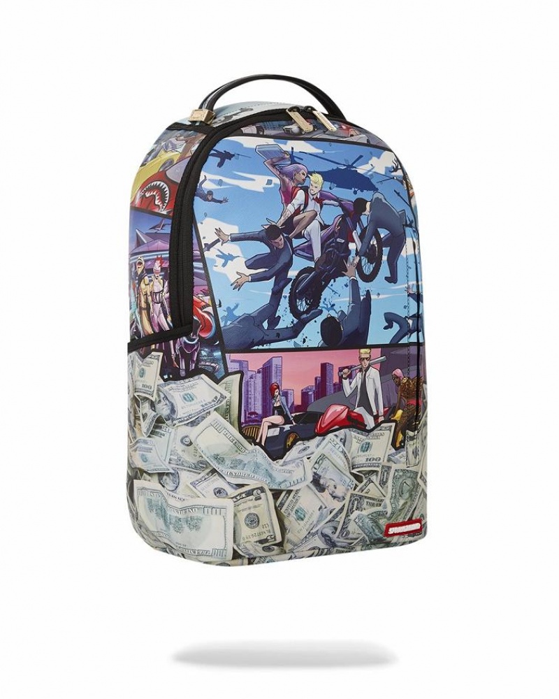 Multicolor Men's Sprayground Nickelodeon Shark Backpacks | XZCQ43128