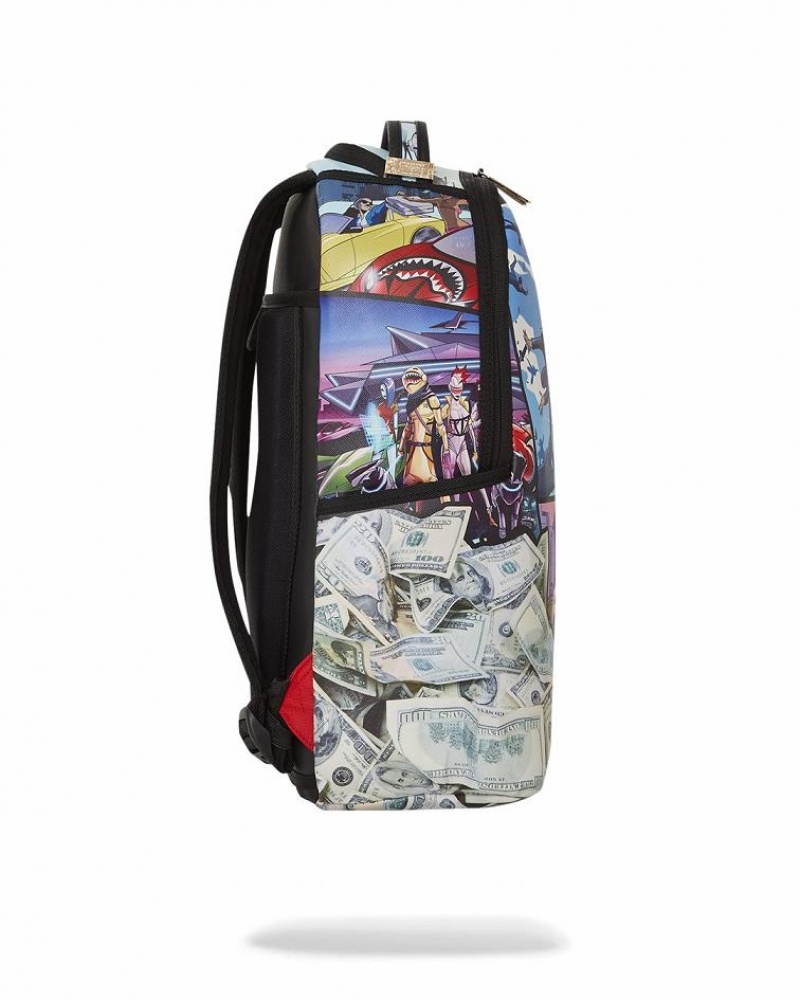 Multicolor Men's Sprayground Nickelodeon Shark Backpacks | XZCQ43128