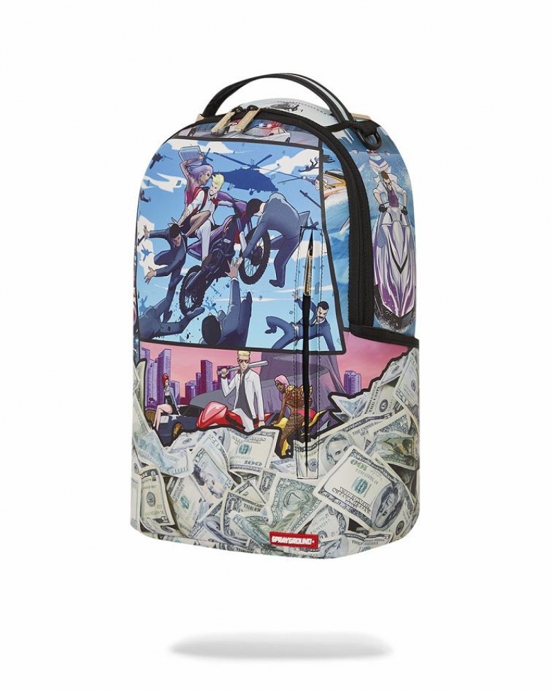 Multicolor Men's Sprayground Nickelodeon Shark Backpacks | XZCQ43128