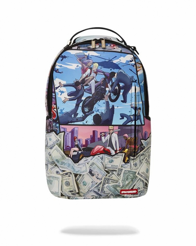 Multicolor Men\'s Sprayground Nickelodeon Shark Backpacks | XZCQ43128