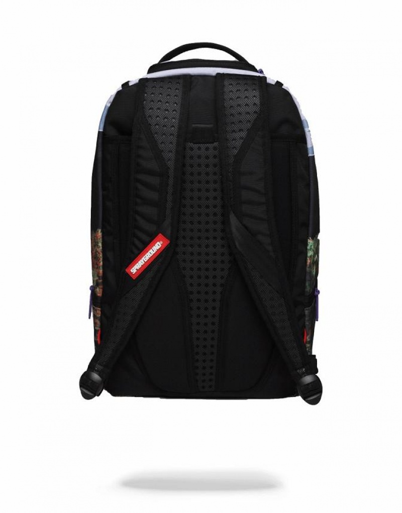 Multicolor Men's Sprayground Purple Haze Ganja Bear Backpacks | NAUJ92435