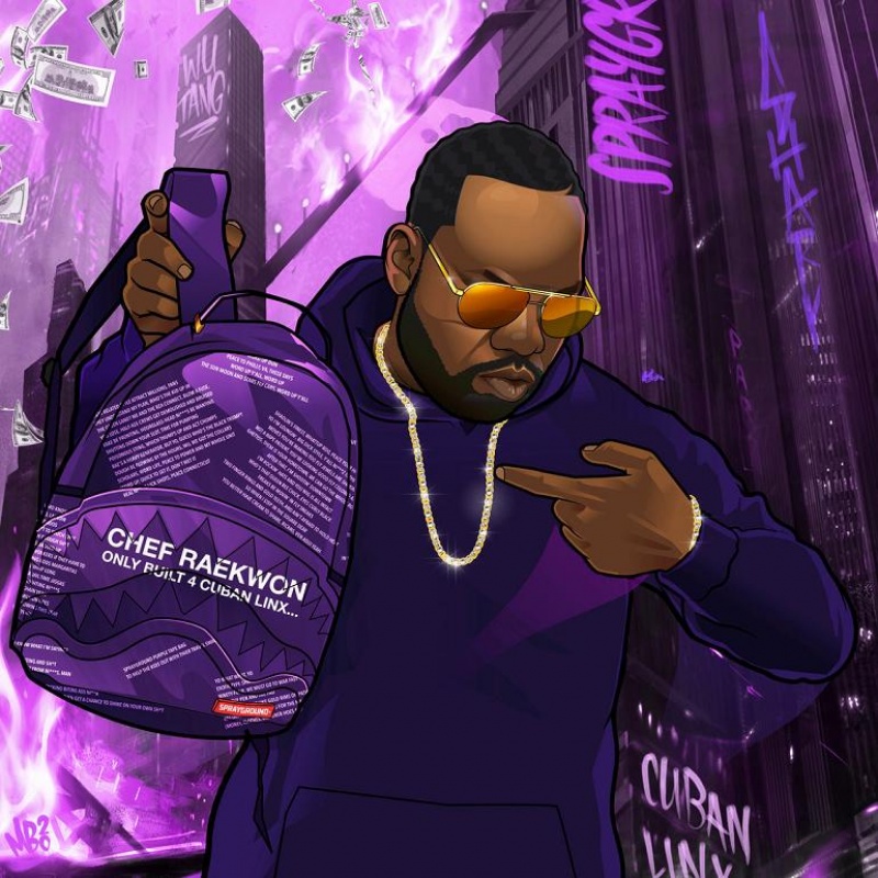 Multicolor Men's Sprayground Raekwon Purple Tape Shark Backpacks | GVIB30928