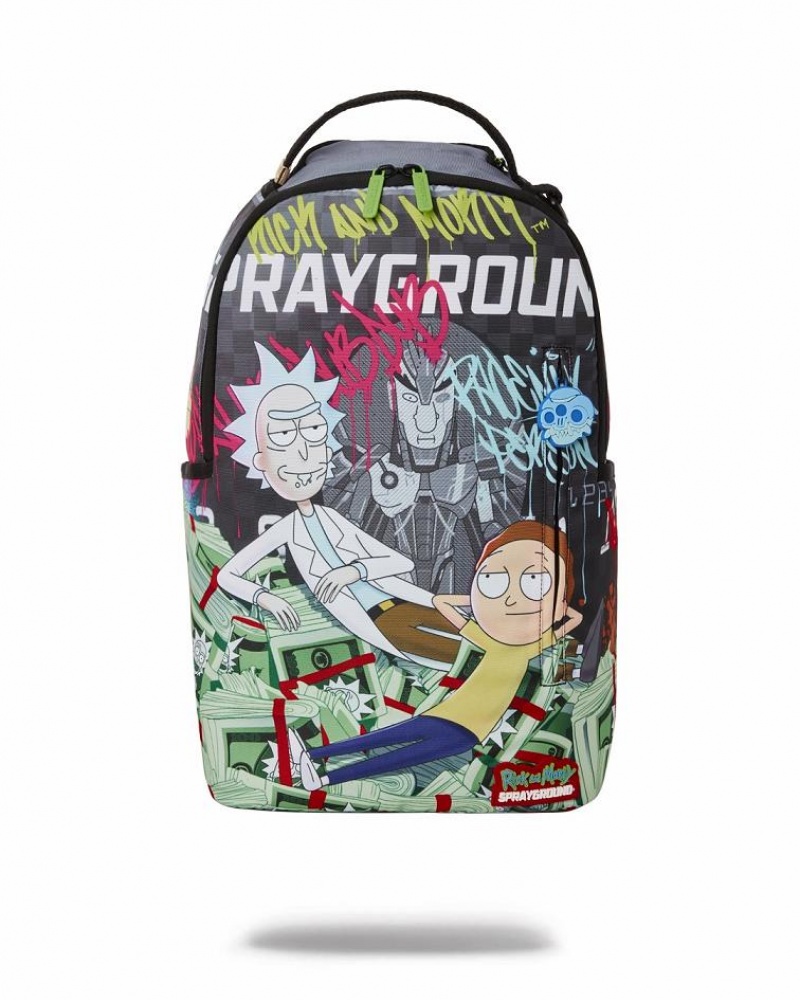 Multicolor Men\'s Sprayground Rick And Morty Backpacks | DIKV18563