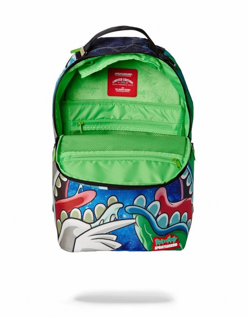 Multicolor Men's Sprayground Rick & Morty Backpacks | REIF43789