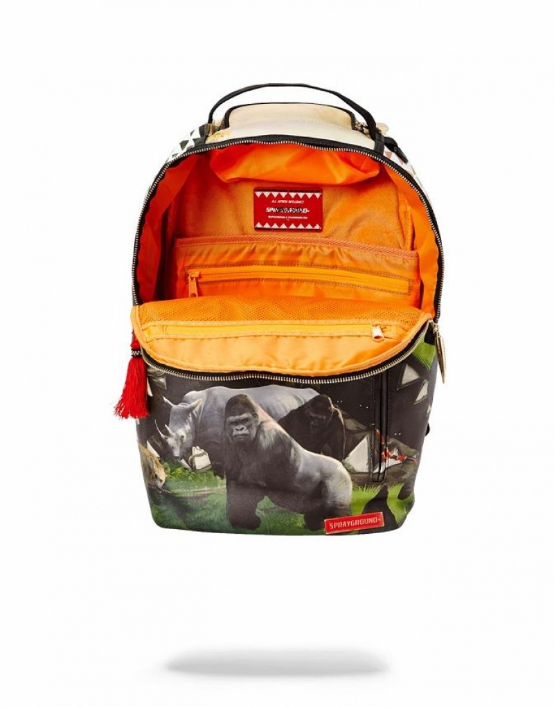 Multicolor Men's Sprayground Serengeti Shark Backpacks | WFDL41237