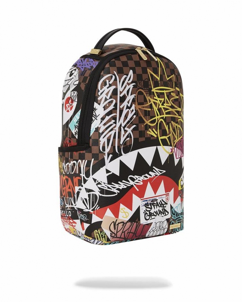 Multicolor Men's Sprayground Sharks In Paris The Rizz Backpacks | MPIL96312