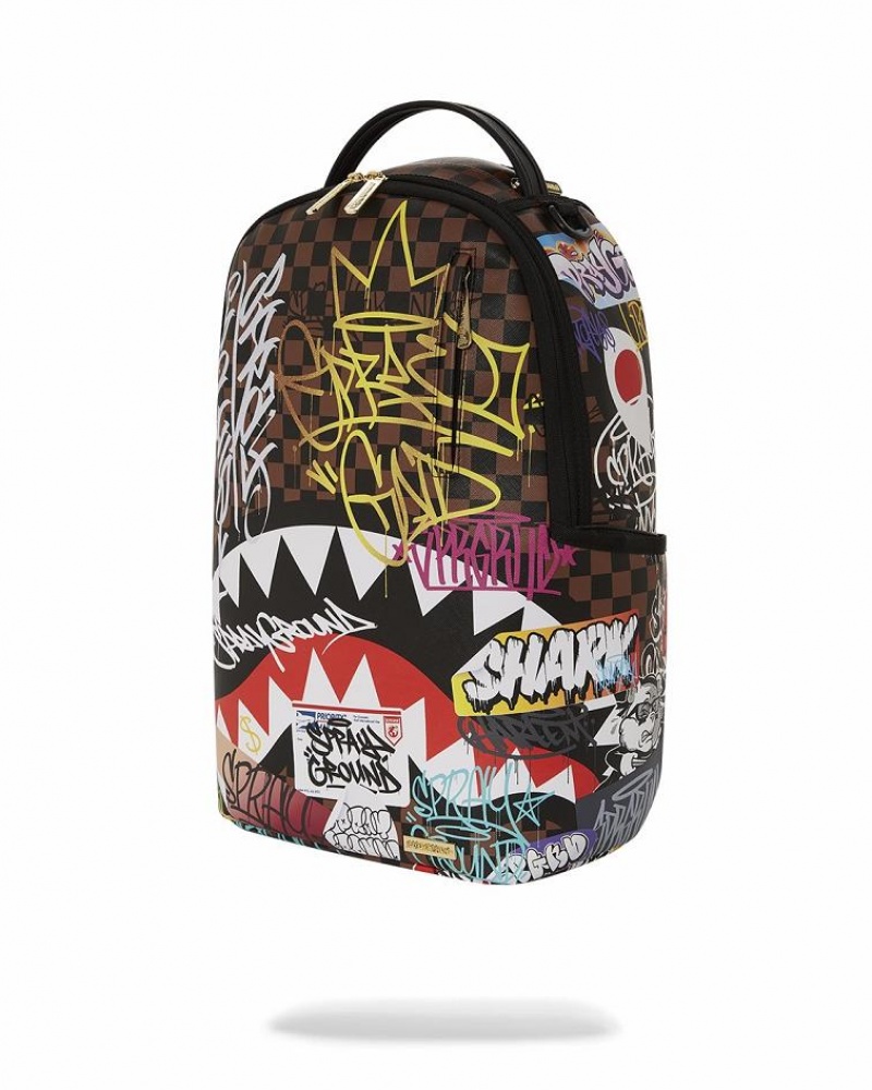 Multicolor Men's Sprayground Sharks In Paris The Rizz Backpacks | MPIL96312