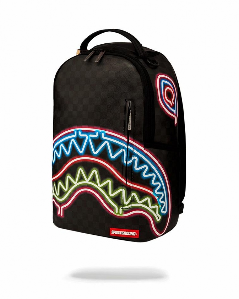 Multicolor Men's Sprayground Sharks In Paris Glow Backpacks | WLJN57618