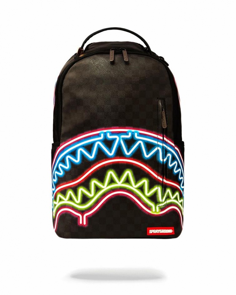 Multicolor Men\'s Sprayground Sharks In Paris Glow Backpacks | WLJN57618