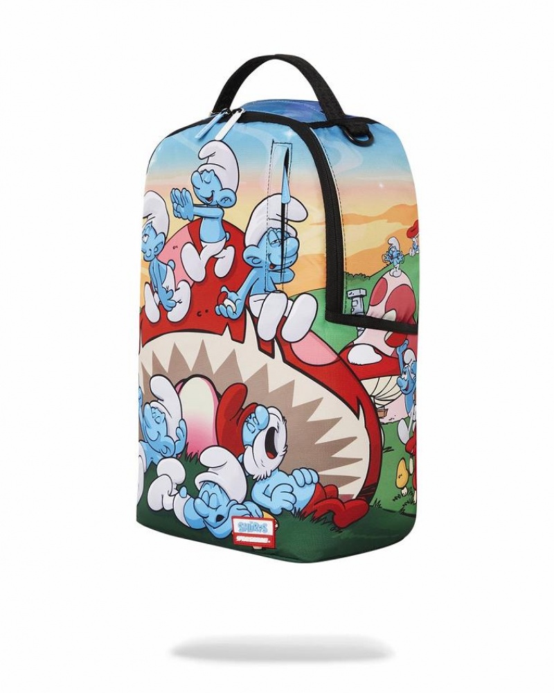 Multicolor Men's Sprayground Smurfs Backpacks | FHOU45369