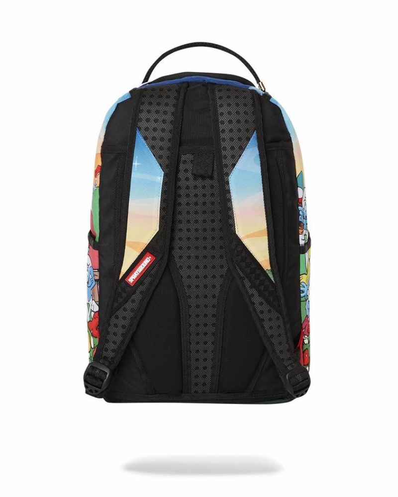 Multicolor Men's Sprayground Smurfs Backpacks | FHOU45369